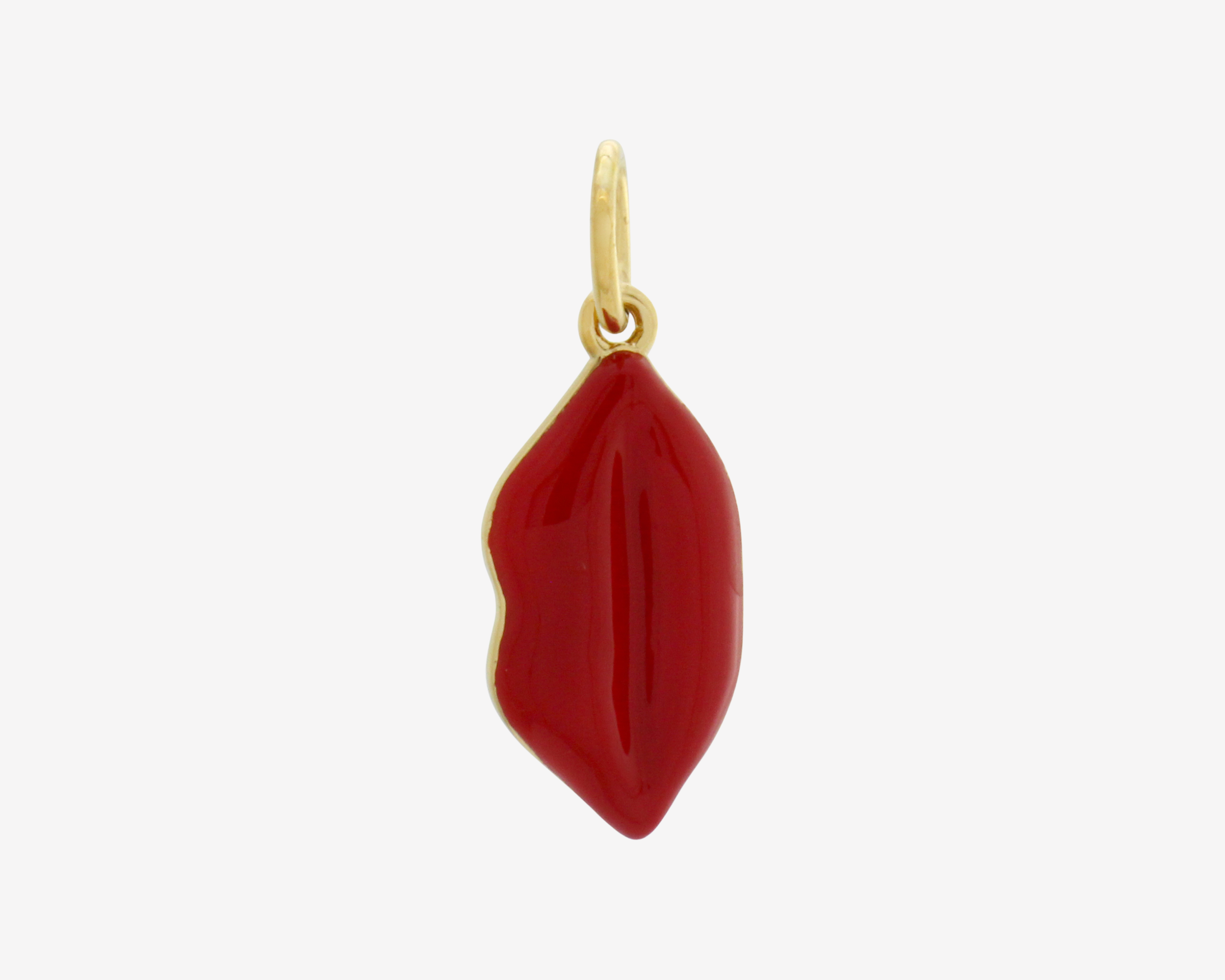 Şener Besim Lips Red Enamel Charm in gold plating, buildable collection
