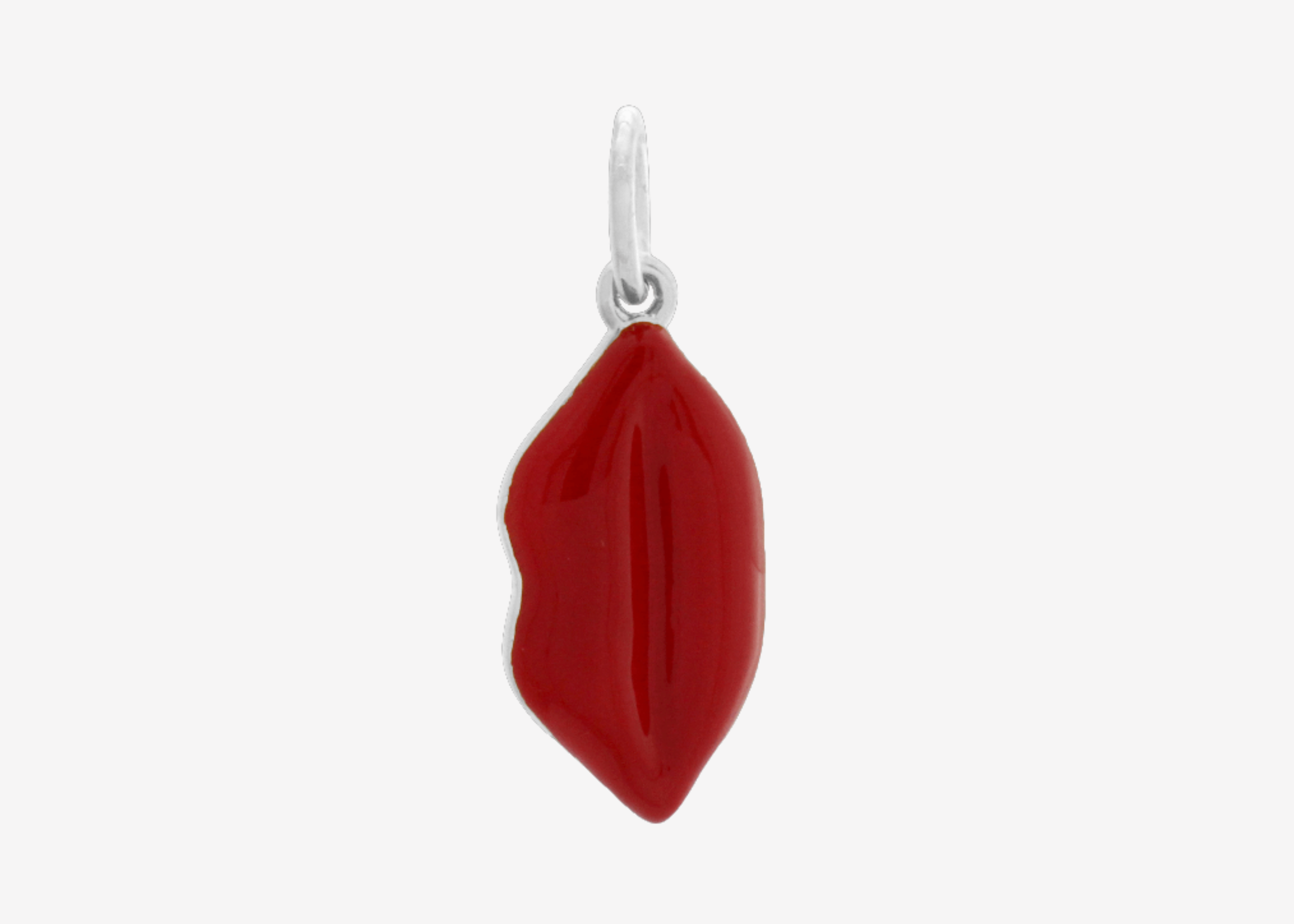 Şener Besim Lips Red Enamel Charm in rhodium plating, buildable collection