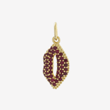 Şener Besim Lips Red Ruby Charm in 14ct gold plating with ruby gemstone accents — Buildable Collection