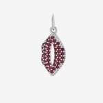 Şener Besim Lips Red Ruby Charm in rhodium plating with ruby gemstone accents — Buildable Collection