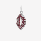 Şener Besim Lips Red Ruby Charm in rhodium plating with ruby gemstone accents — Buildable Collection