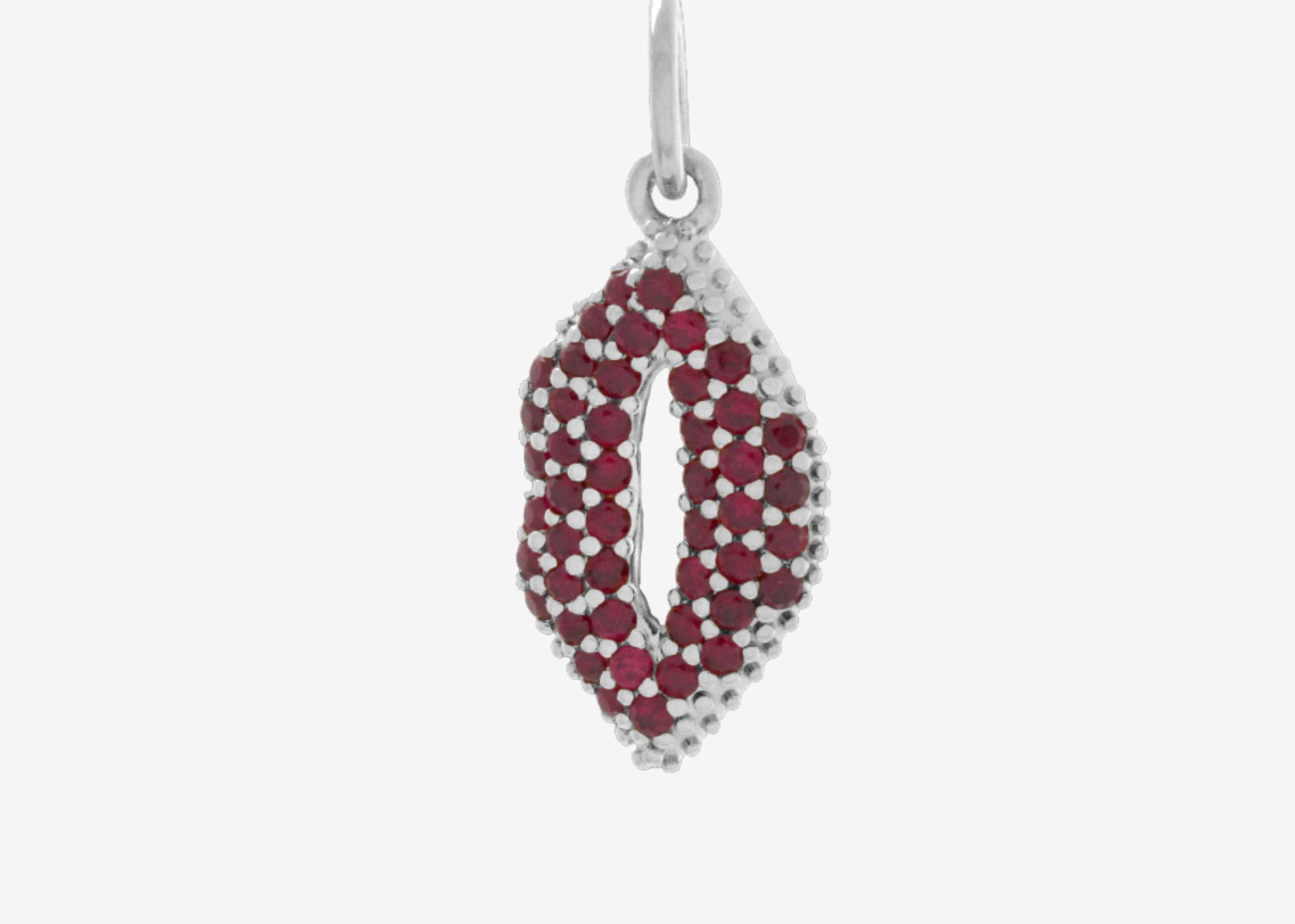 Şener Besim Lips Red Ruby Charm in rhodium plating with ruby gemstone accents — Buildable Collection
