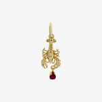Şener Besim Lobster Charm in 14ct gold plating with ruby gemstone drop — Buildable Collection