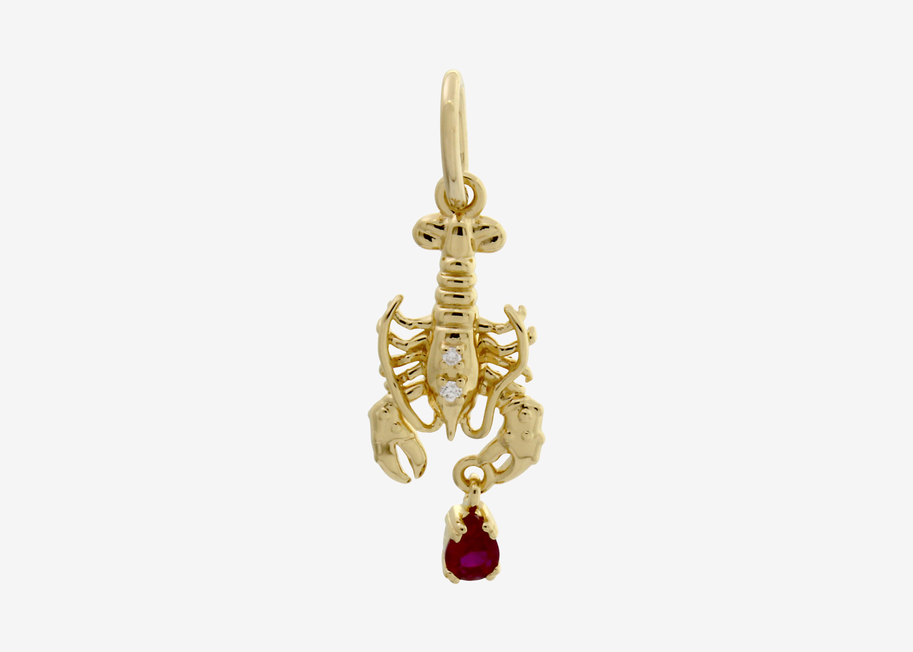 Şener Besim Lobster Charm in 14ct gold plating with ruby gemstone drop — Buildable Collection