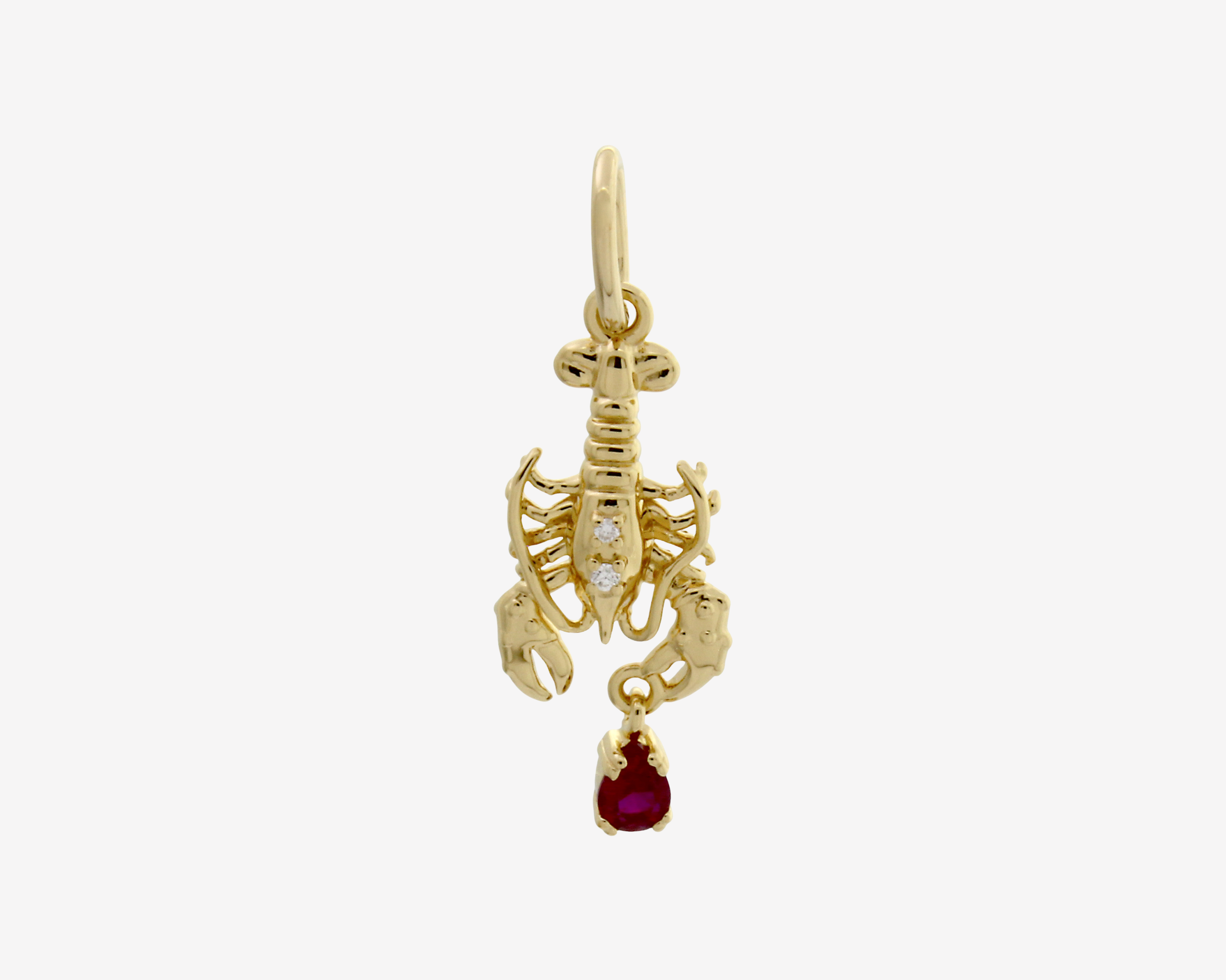 Şener Besim Lobster Charm in 14ct gold plating with ruby gemstone drop — Buildable Collection