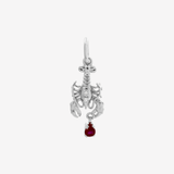Şener Besim Lobster Charm in rhodium plating with ruby gemstone drop — Buildable Collection