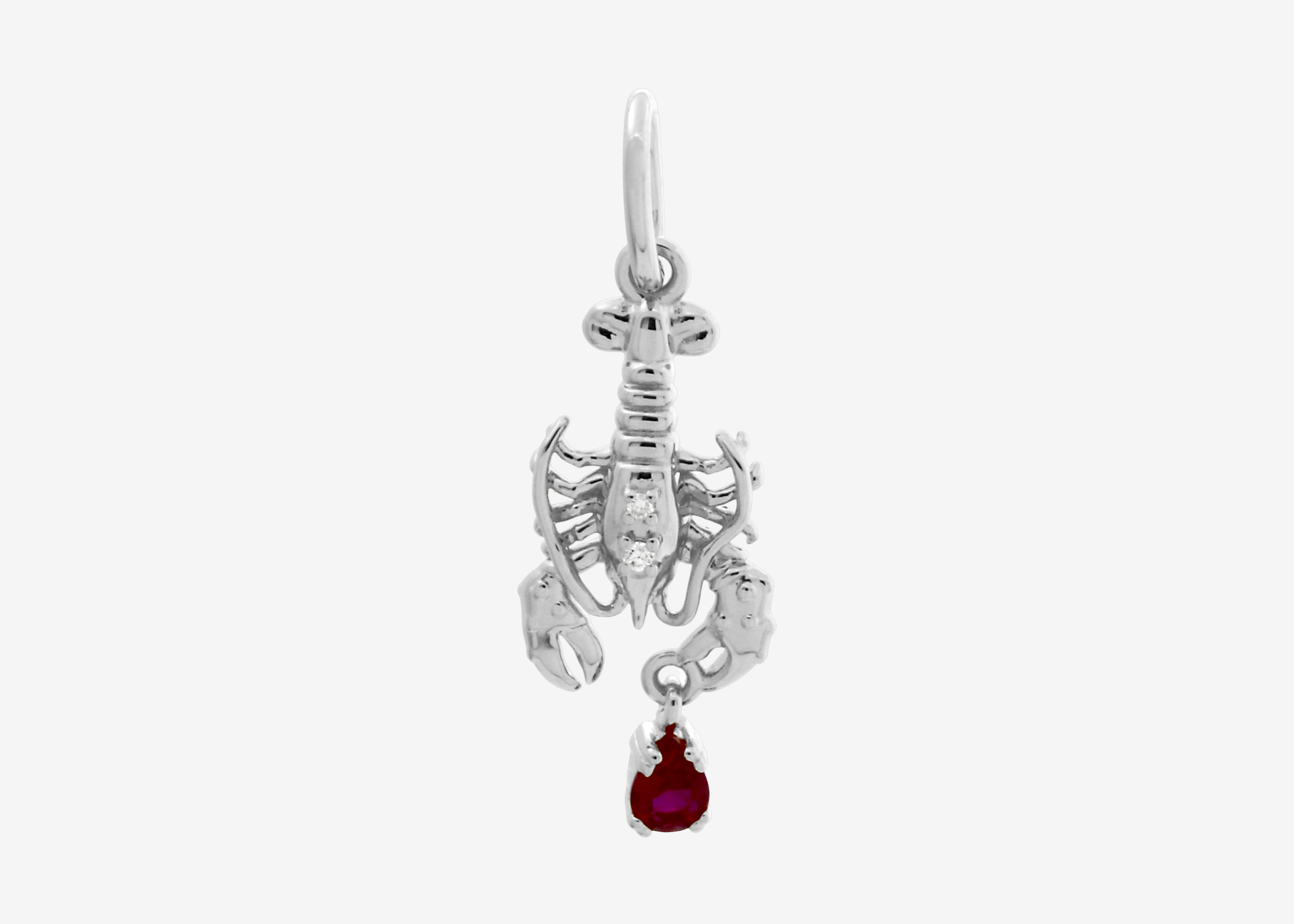 Şener Besim Lobster Charm in rhodium plating with ruby gemstone drop — Buildable Collection
