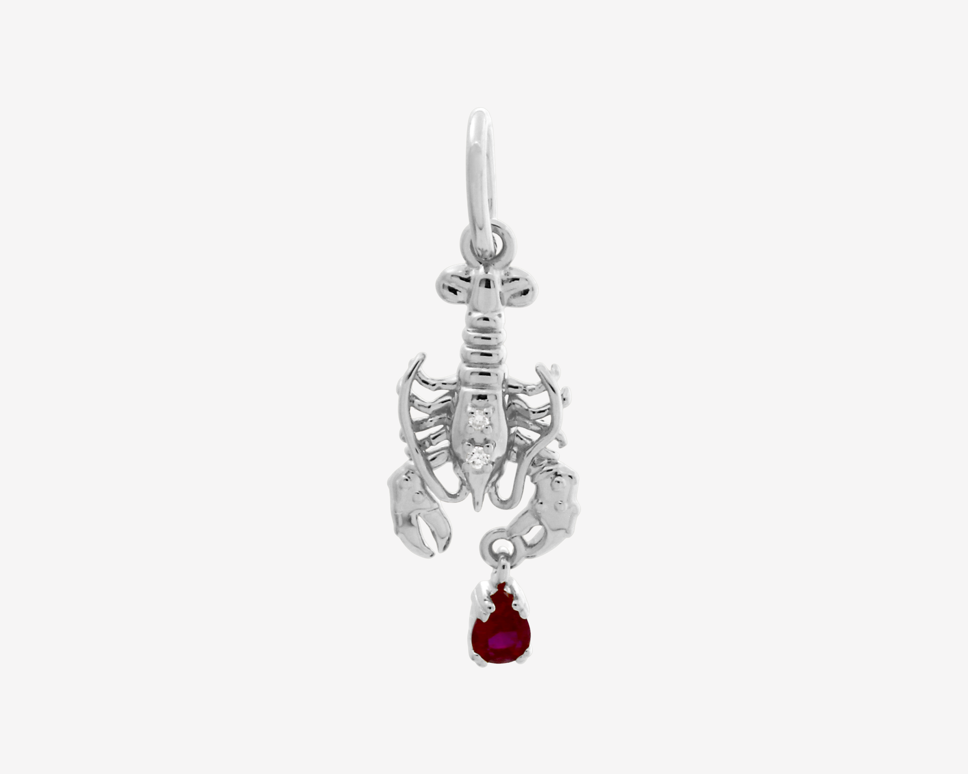 Şener Besim Lobster Charm in rhodium plating with ruby gemstone drop — Buildable Collection