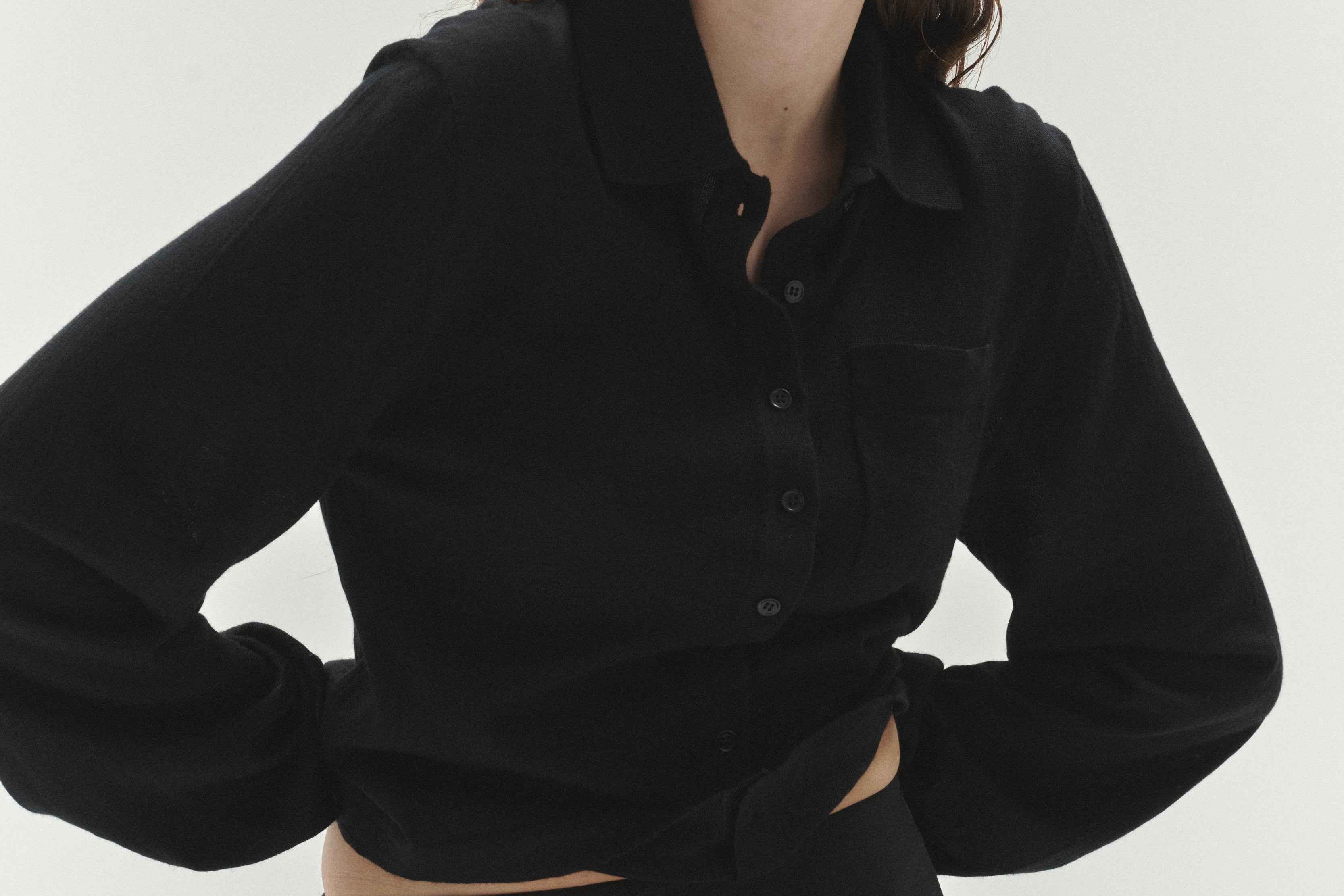 Long Sleeve Button Up Black