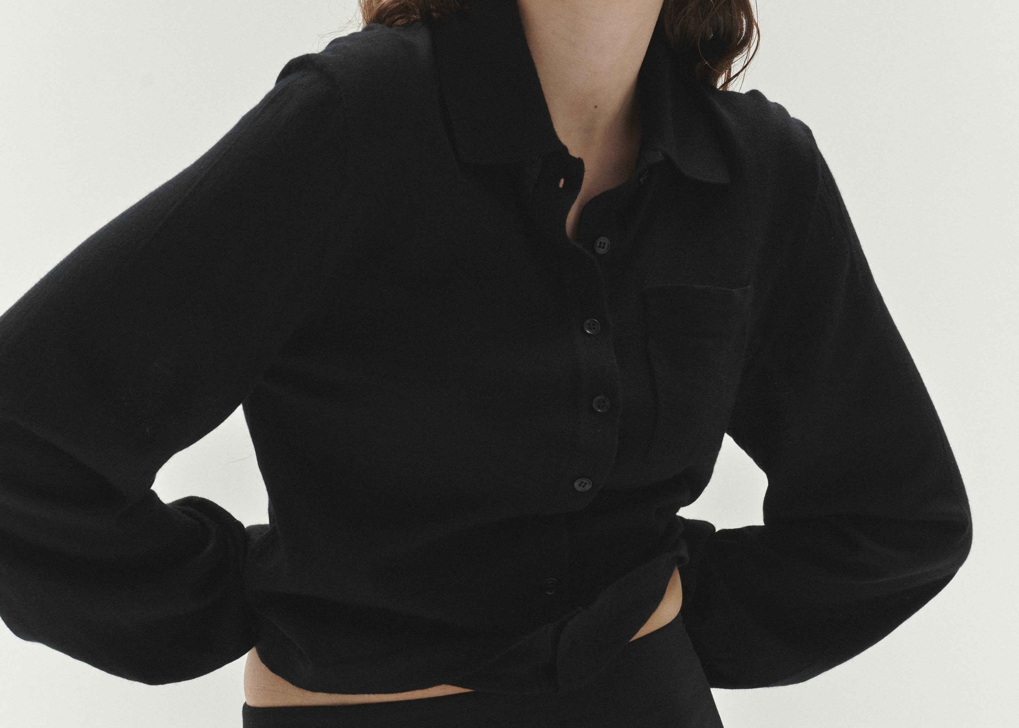 Long Sleeve Button Up Black