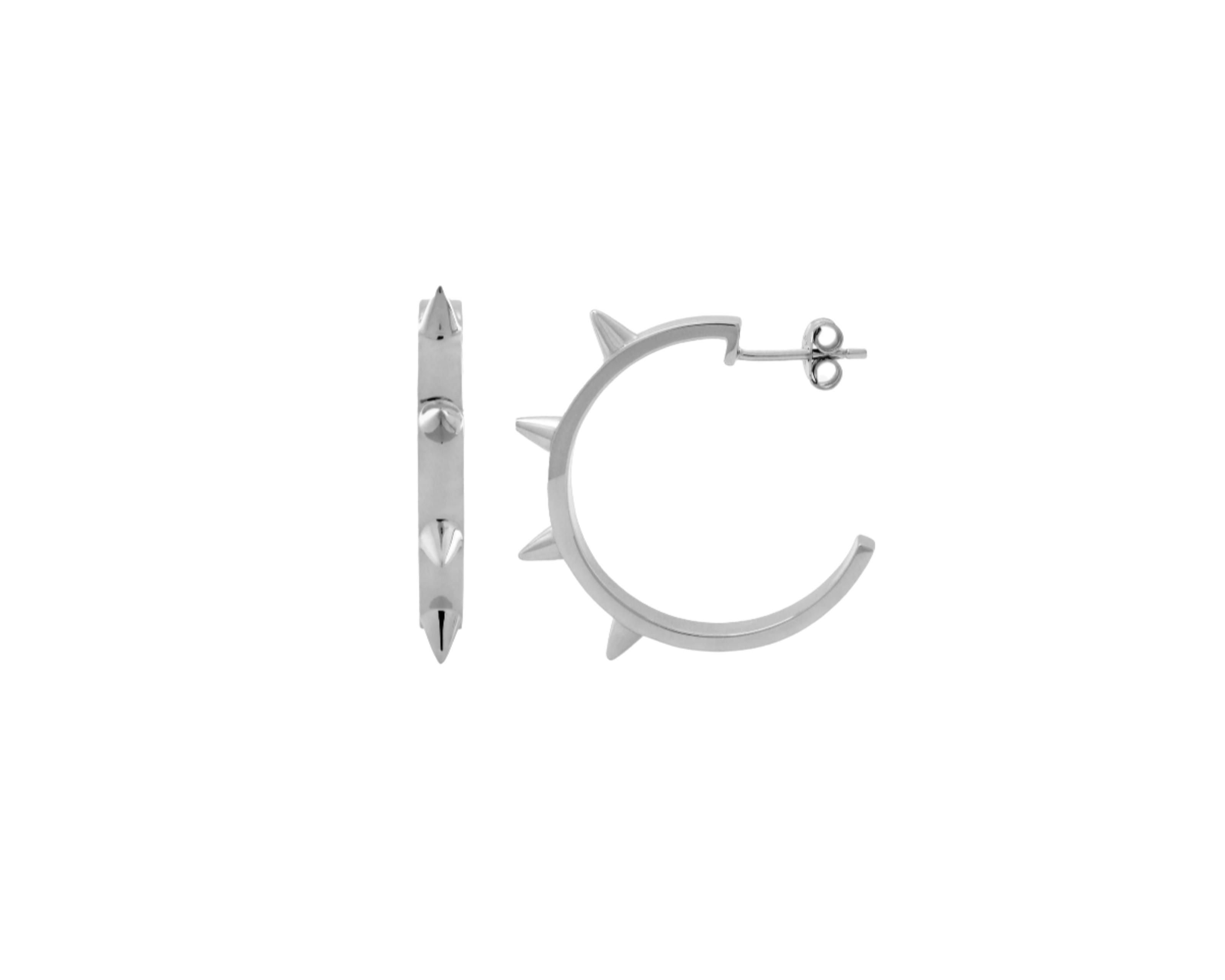 silver spike detailed hoop earrings by sener besim