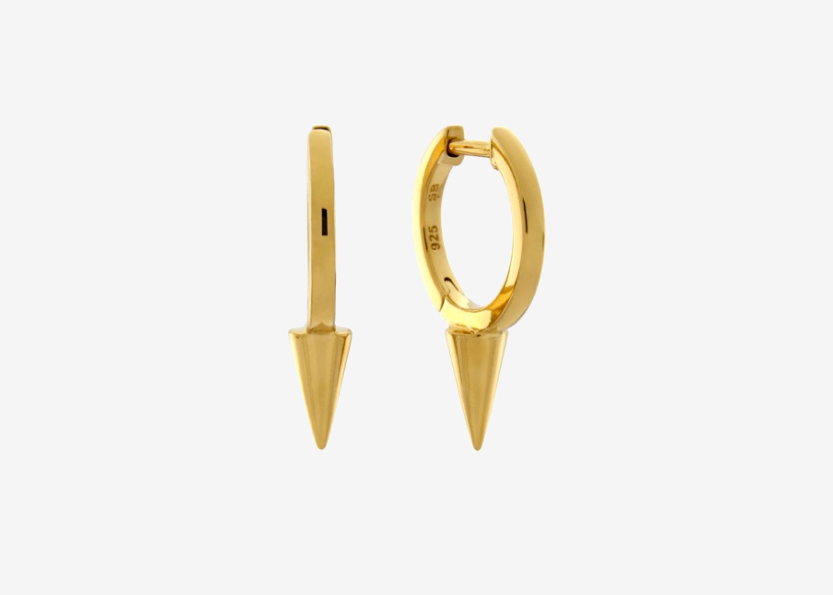 Şener Besim Medium Single Point Huggies in 14ct gold plating, flat lay