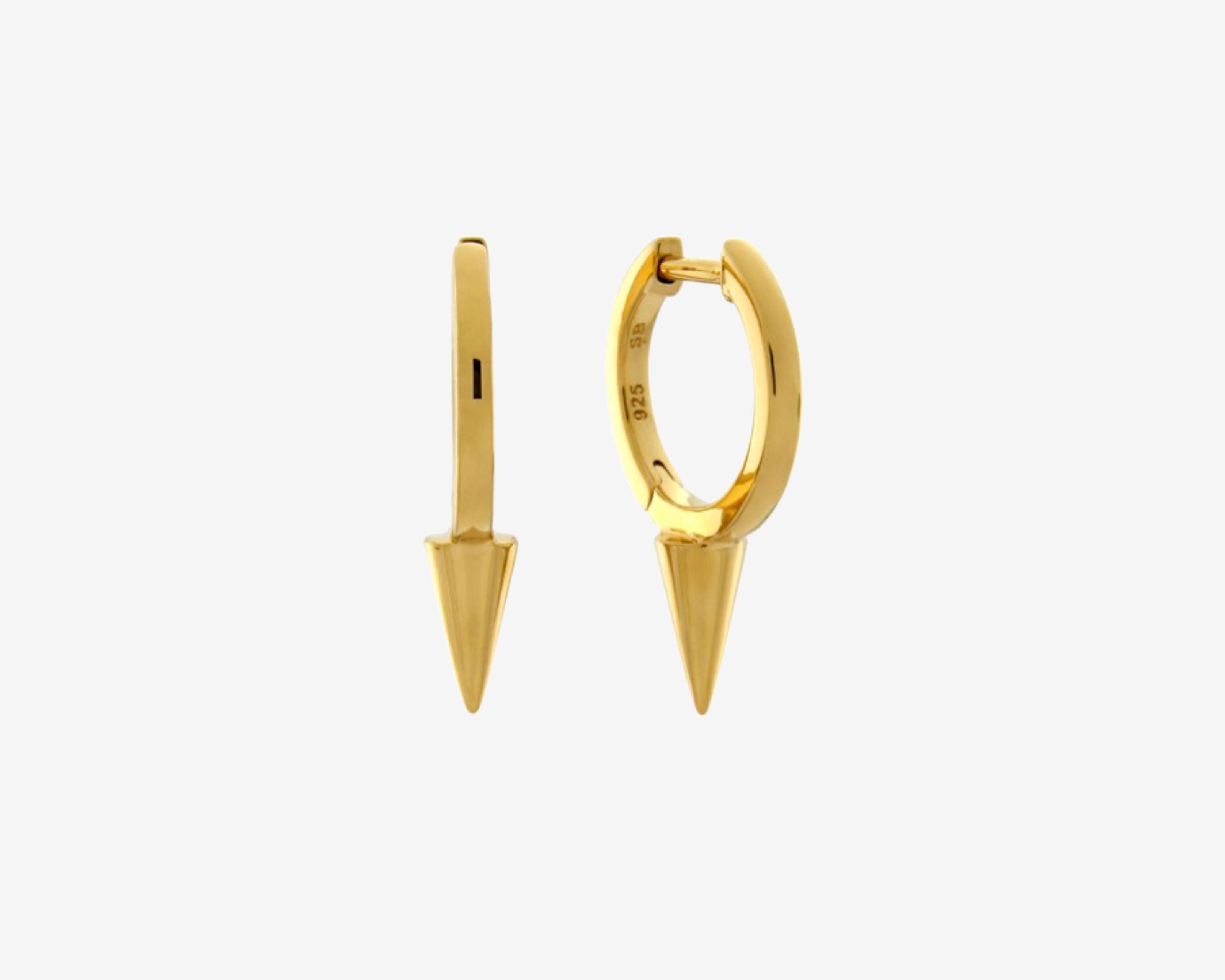 Şener Besim Medium Single Point Huggies in 14ct gold plating, flat lay