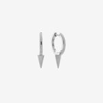 Şener Besim Medium Single Point Huggies in silver rhodium plating, flat lay