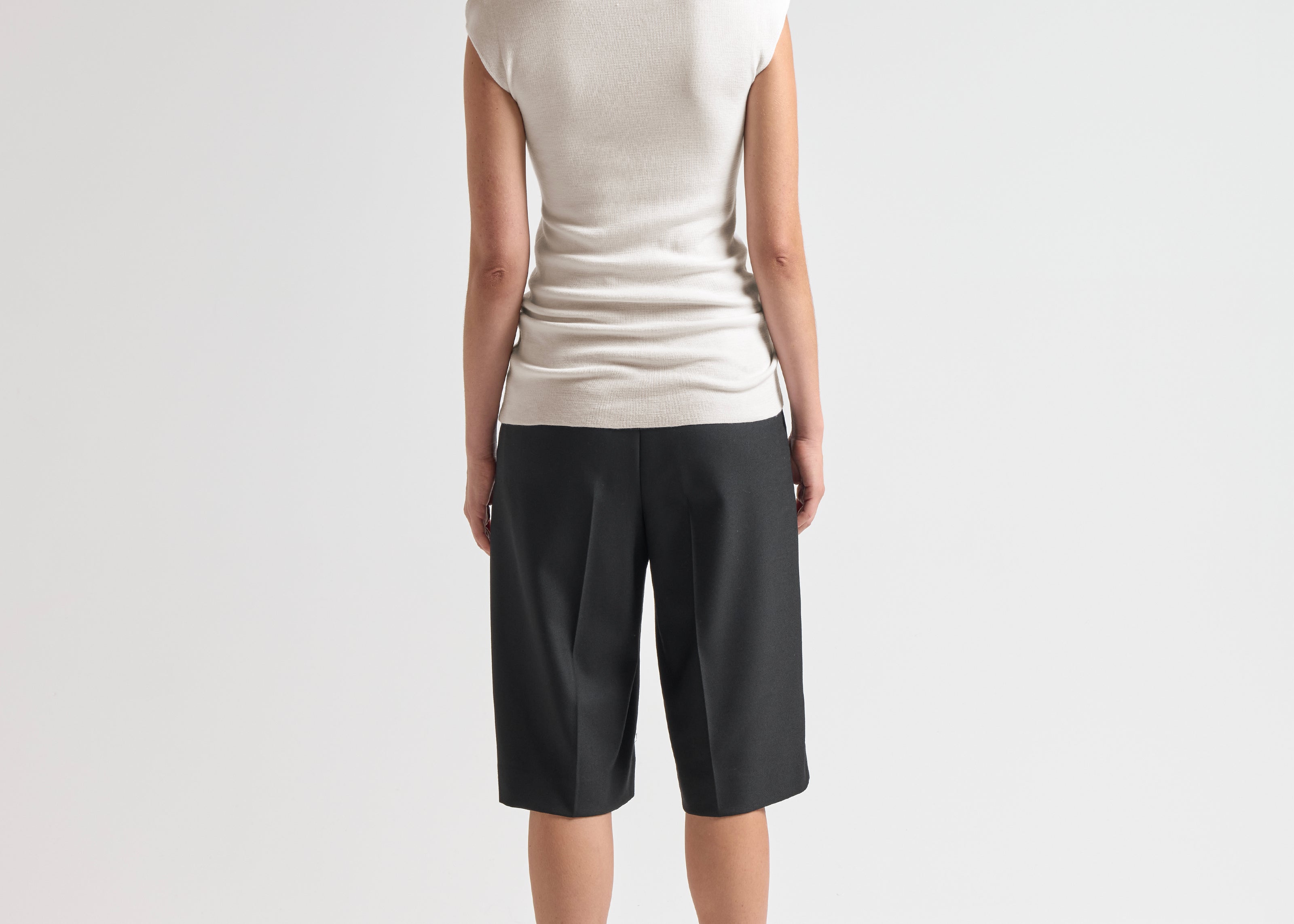 The Merino Cap Sleeve Top in White - Back View
