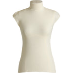 Merino wool cap sleeve turtleneck top in white — Şener Besim