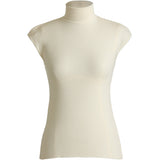 Merino wool cap sleeve turtleneck top in white — Şener Besim