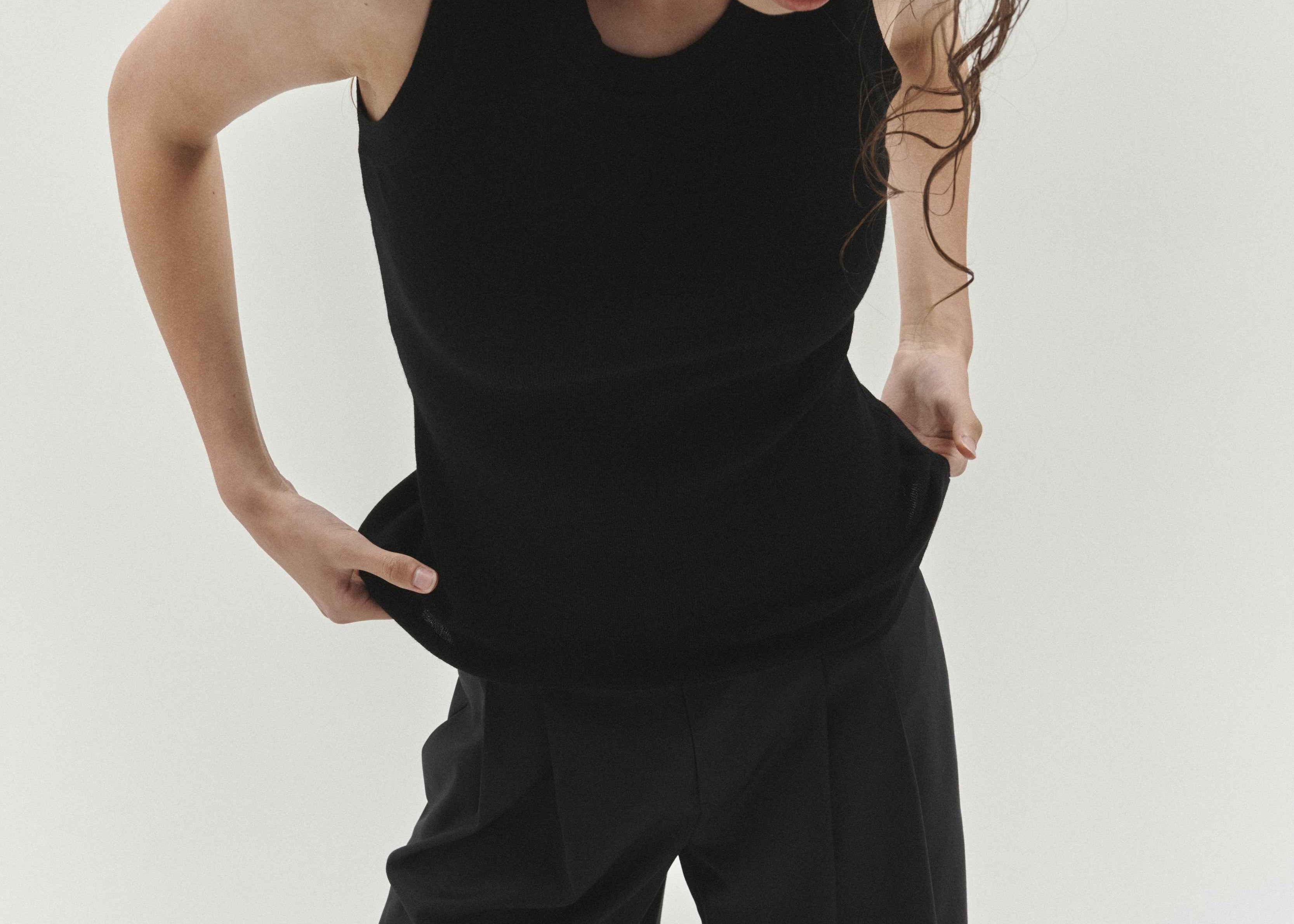 Merino Singlet Black