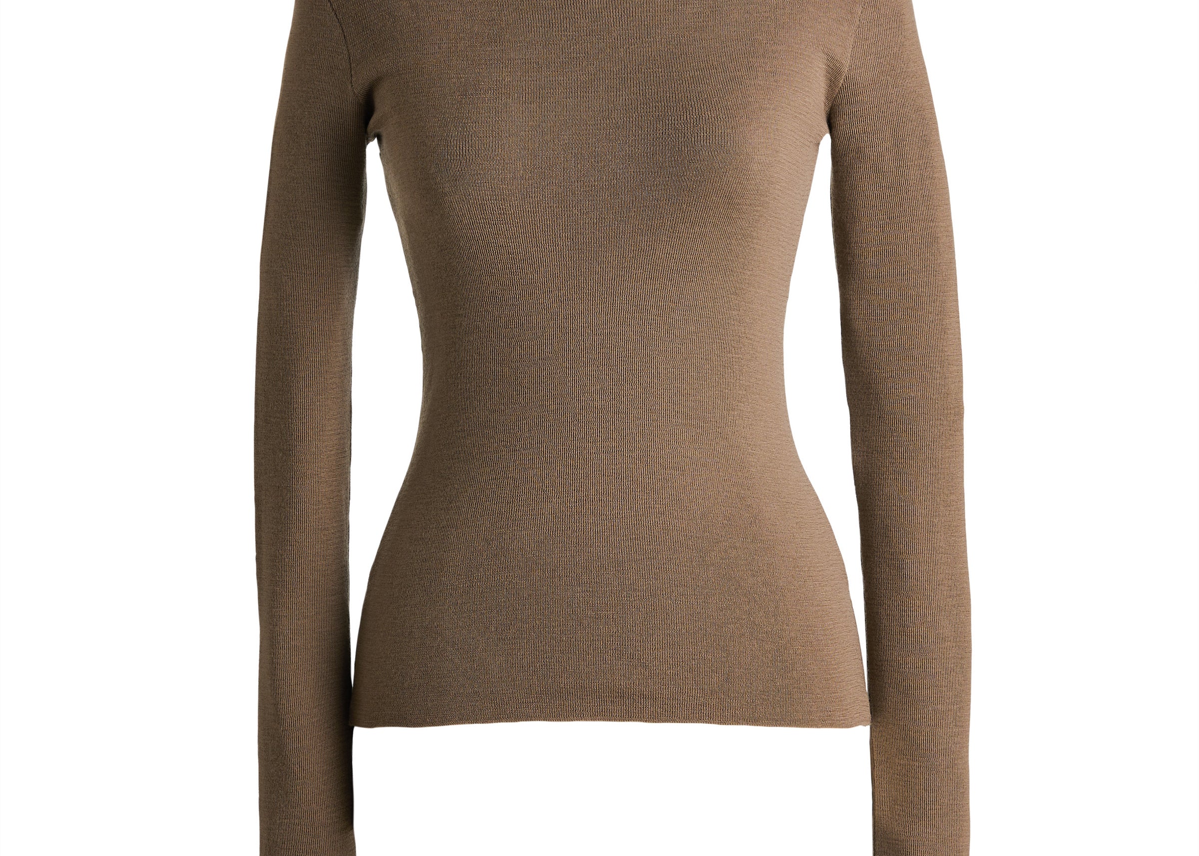 Merino wool thumbhole crewneck in putty — Şener Besim