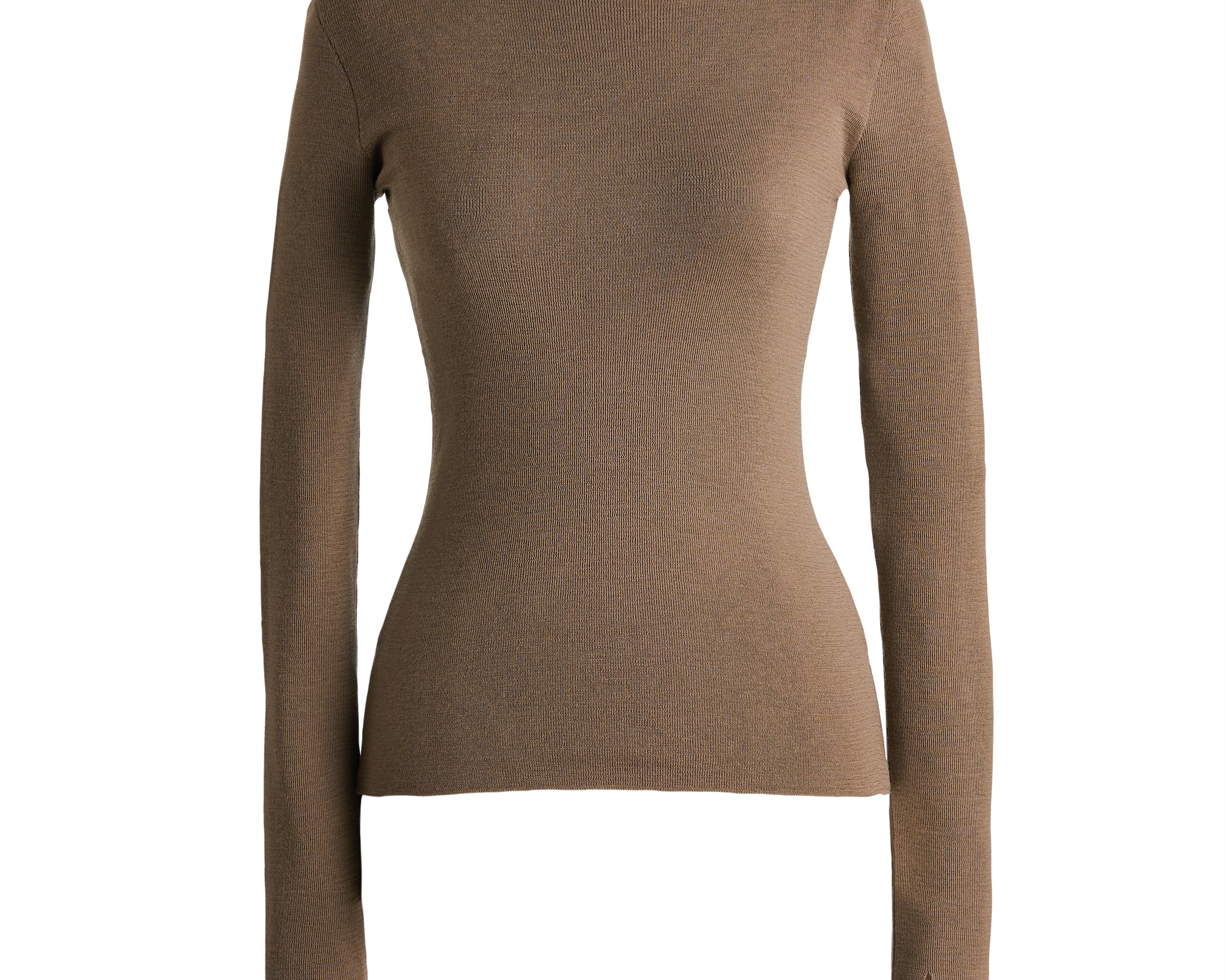 Merino wool thumbhole crewneck in putty — Şener Besim