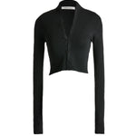 Black merino wool multibutton cropped cardigan, ghost mani — Şener Besim