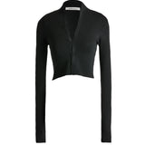 Black merino wool multibutton cropped cardigan, ghost mani — Şener Besim