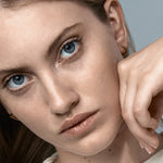 Şener Besim Mosaic Huggies gold worn on model — Mosaic Series