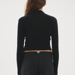 Şener Besim Multibutton Cardi in Black, back view