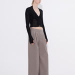 Şener Besim black multibutton chiffon cardigan side view