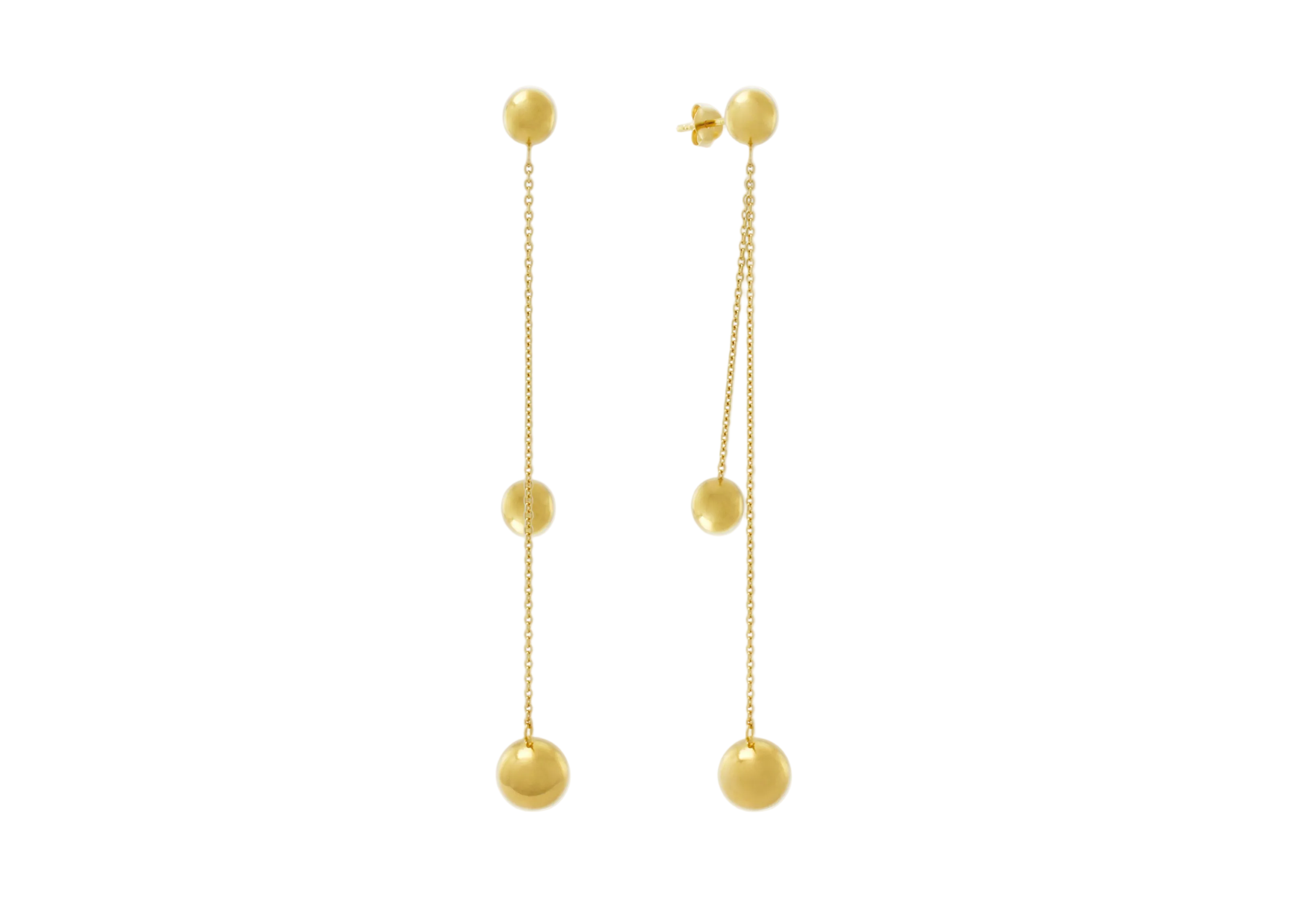 Şener Besim Orbit Double Chain Earrings in 14ct gold vermeil, flat lay