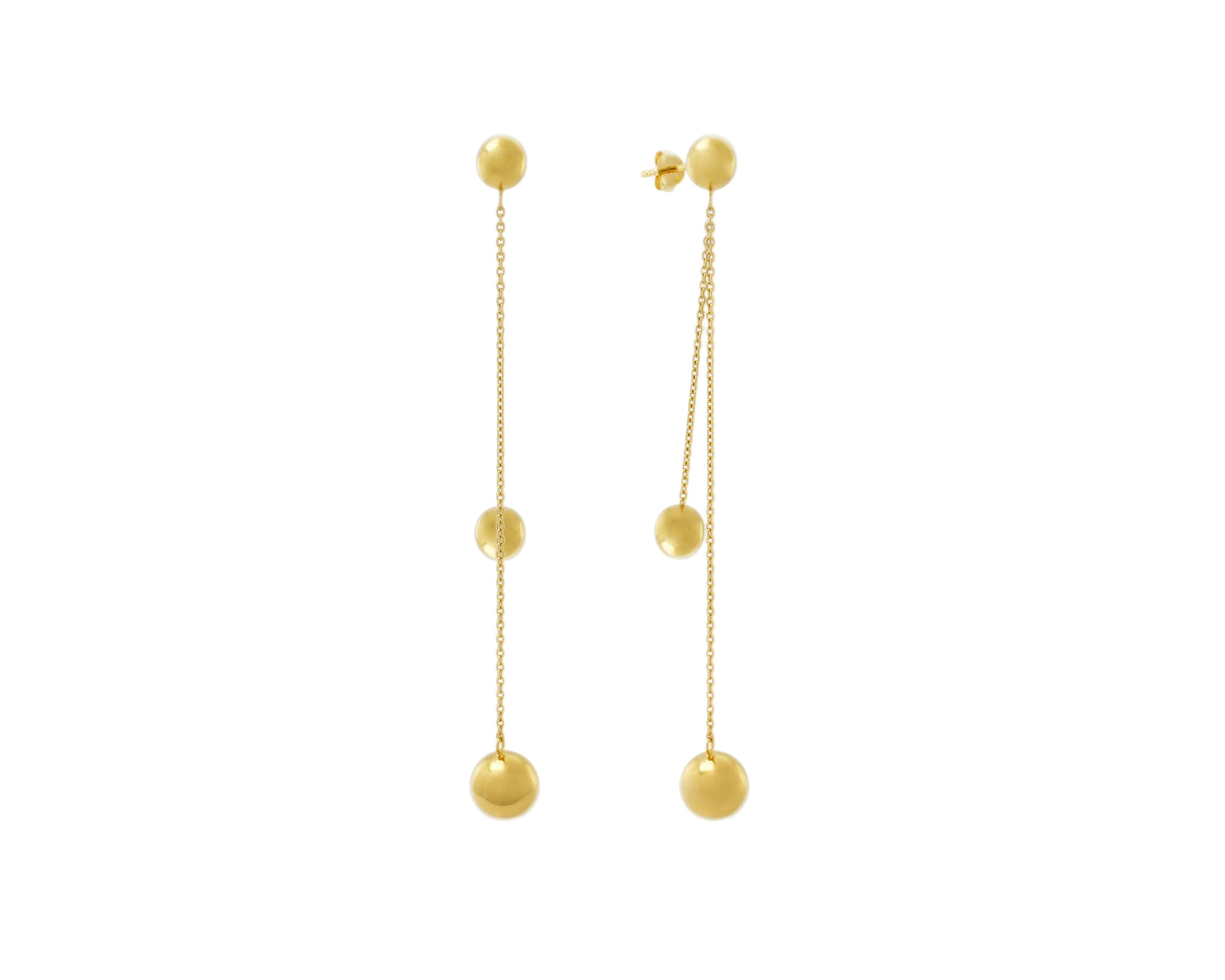 Şener Besim Orbit Double Chain Earrings in 14ct gold vermeil, flat lay