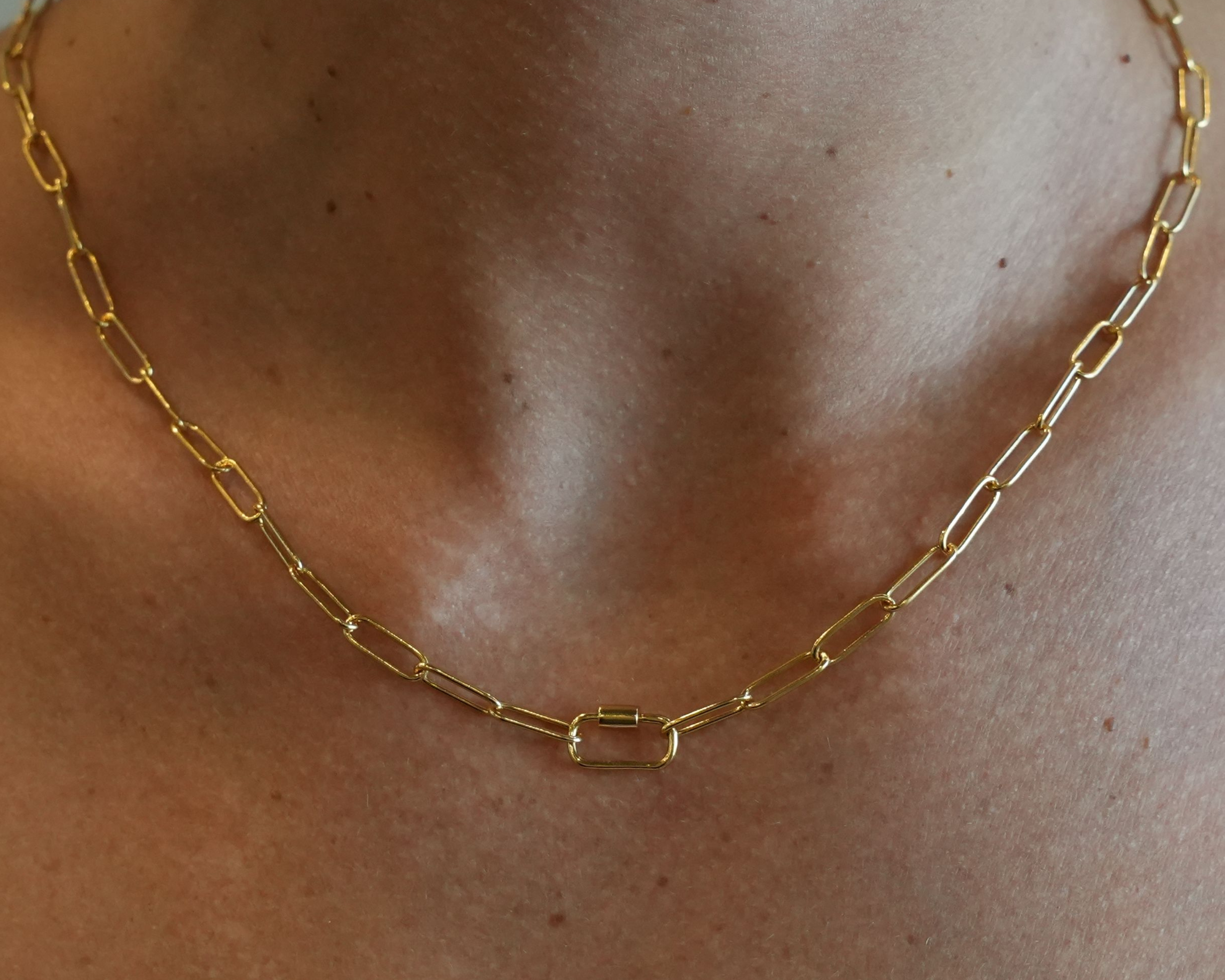 Oval Carabiner Small styled on a layered necklace — Sener Besim buildable jewellery