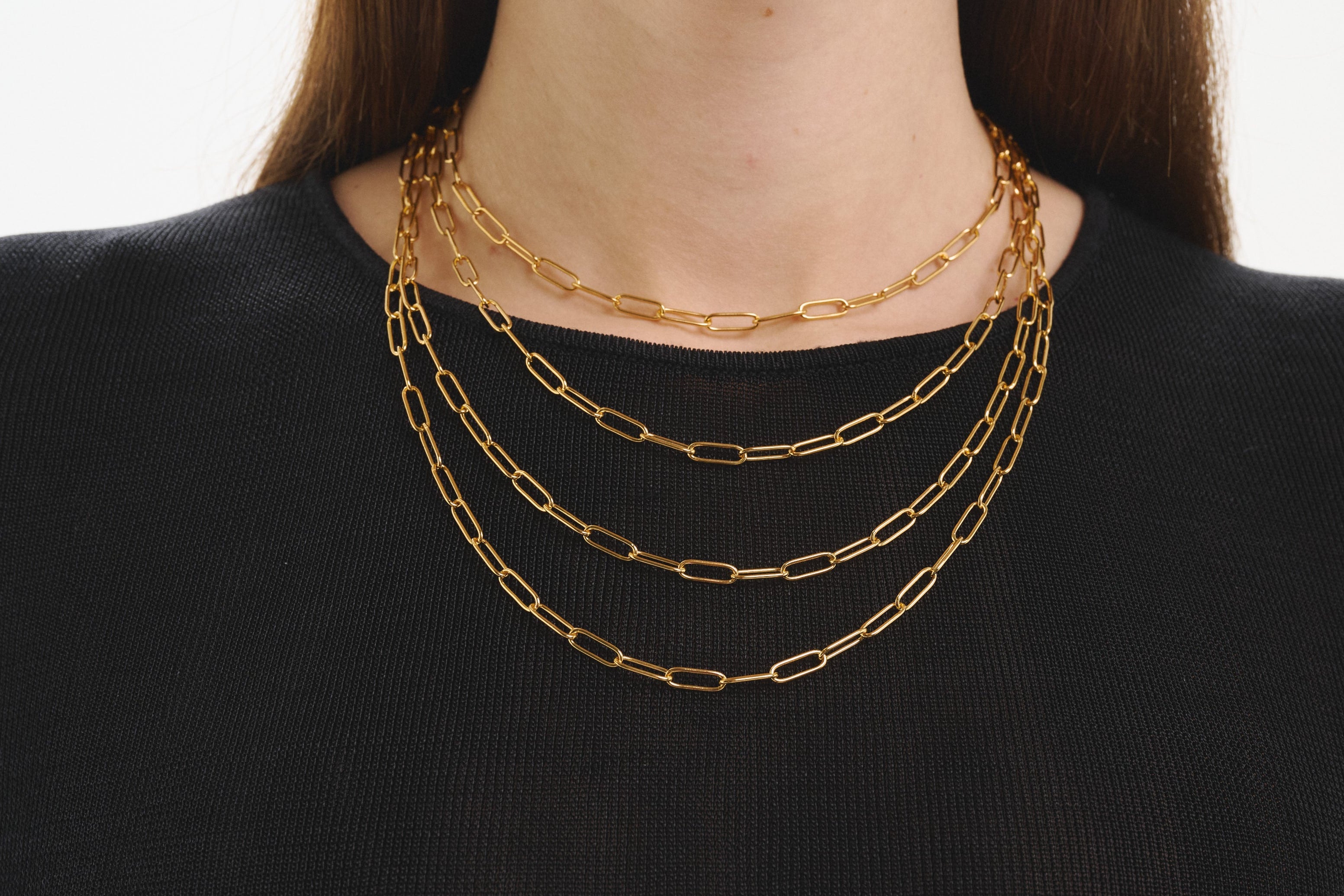 Sener Besim Paperclip Necklace Worn Lengths