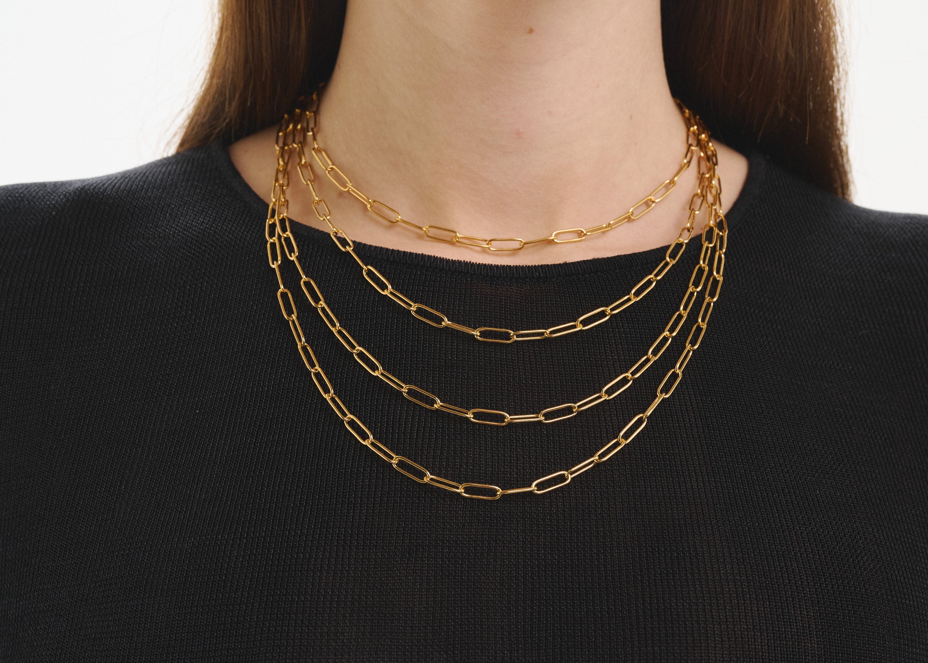 Sener Besim Paperclip Necklace Worn Lengths