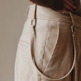 Şener Besim Pleat Pant in beige, waistband and pocket detail