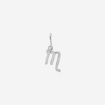 Şener Besim Scorpio Charm in silver rhodium plating, flat lay