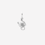 Şener Besim Scorpion Charm in sterling silver with rhodium plating and white stones
