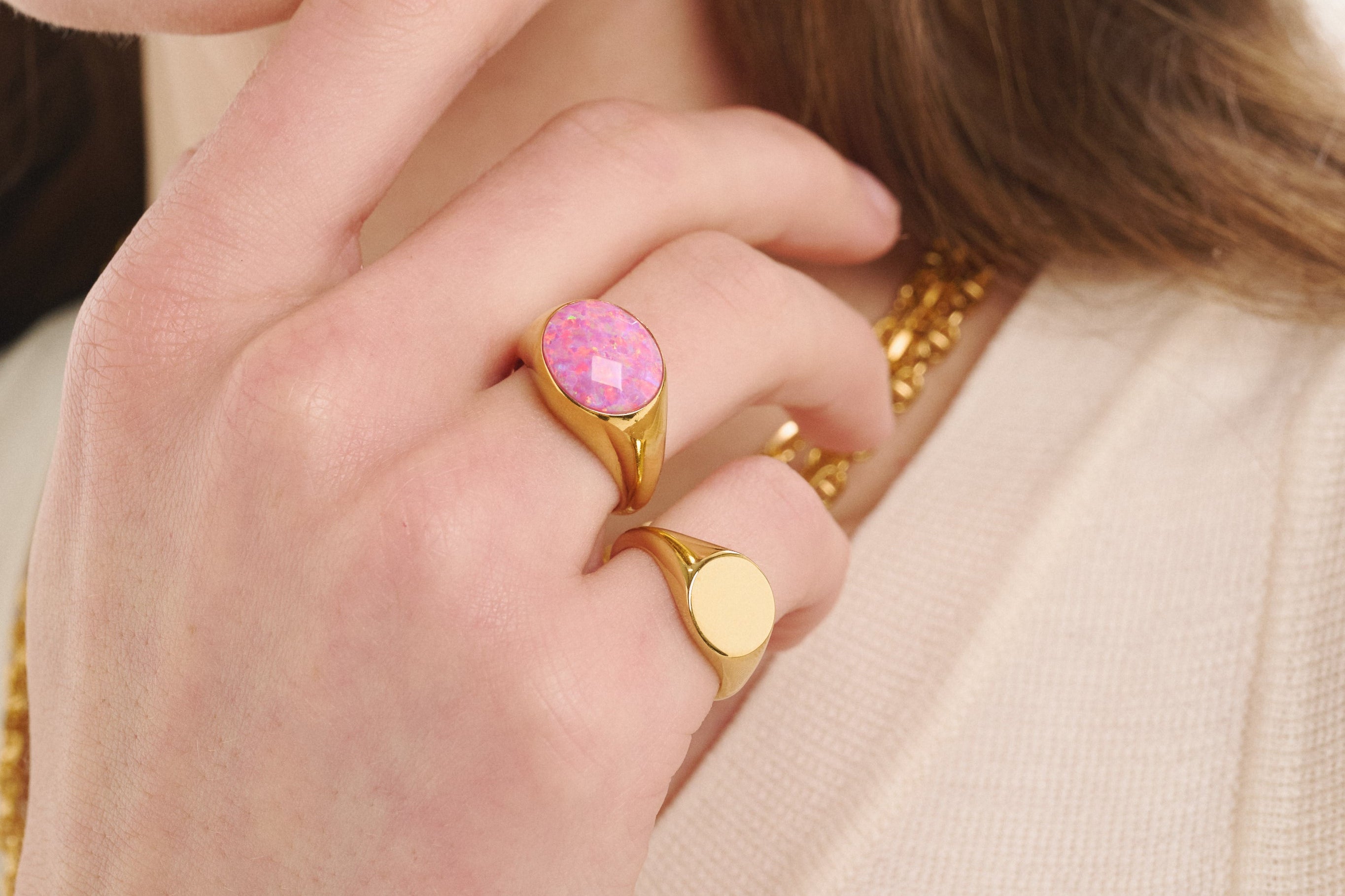 Sener Besim Signet Ring Gold Worn 