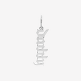 Daddy Gothic Charm Silver by Şener Besim in sterling silver with rhodium plating, featuring “Daddy” in gothic lettering