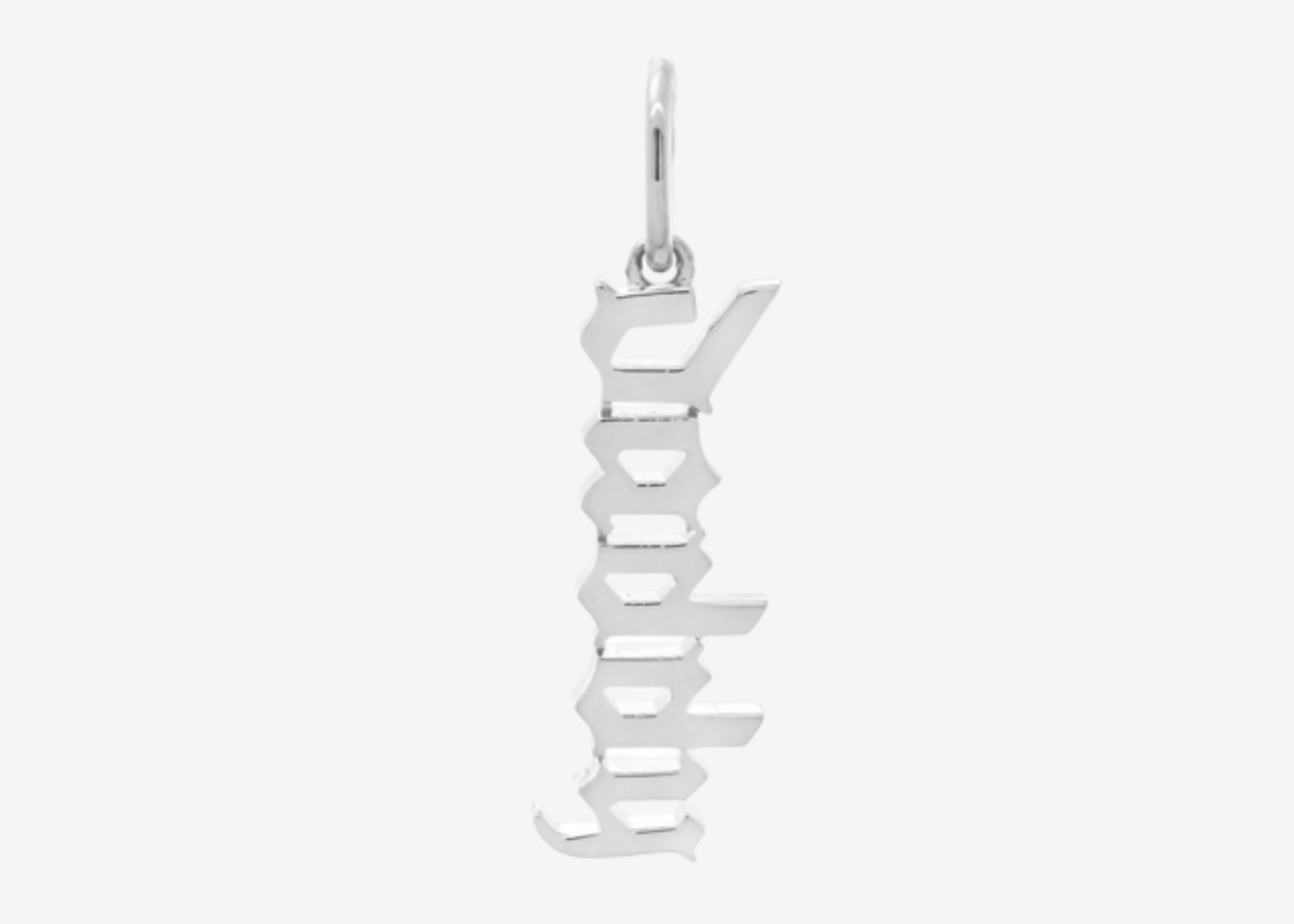 Daddy Gothic Charm Silver by Şener Besim in sterling silver with rhodium plating, featuring “Daddy” in gothic lettering