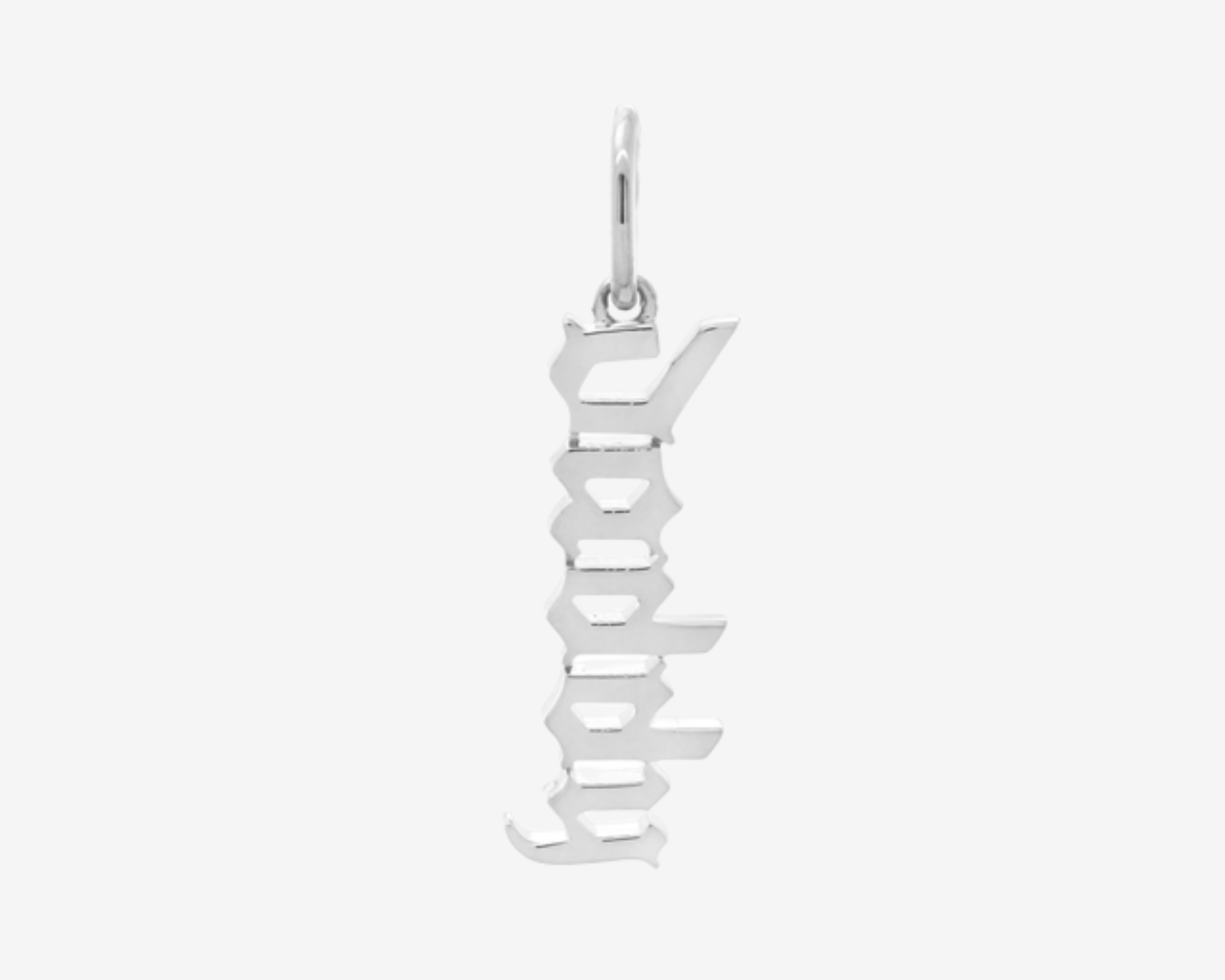 Daddy Gothic Charm Silver by Şener Besim in sterling silver with rhodium plating, featuring “Daddy” in gothic lettering