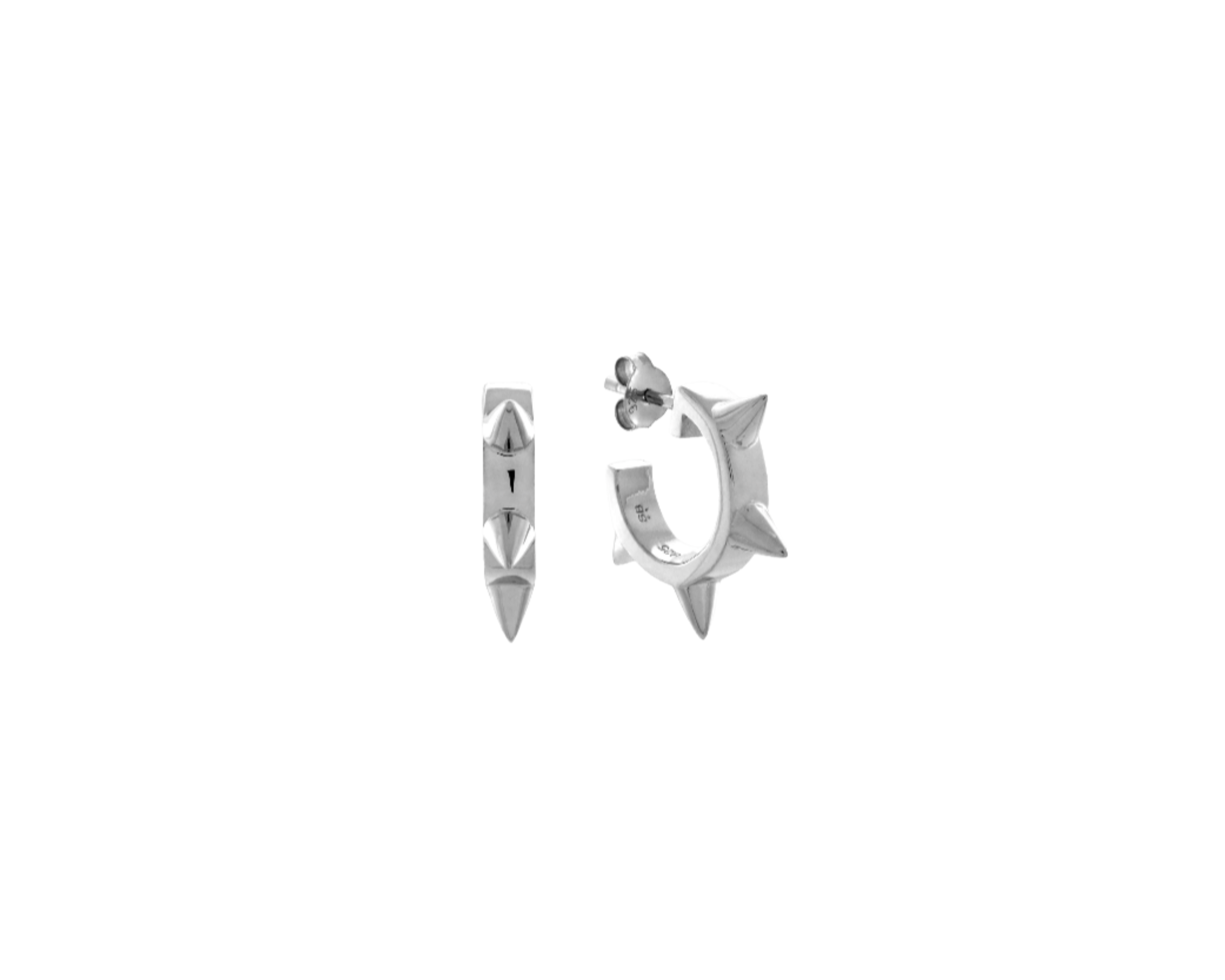 pair of sterling silver earrings with spikes by sener besim