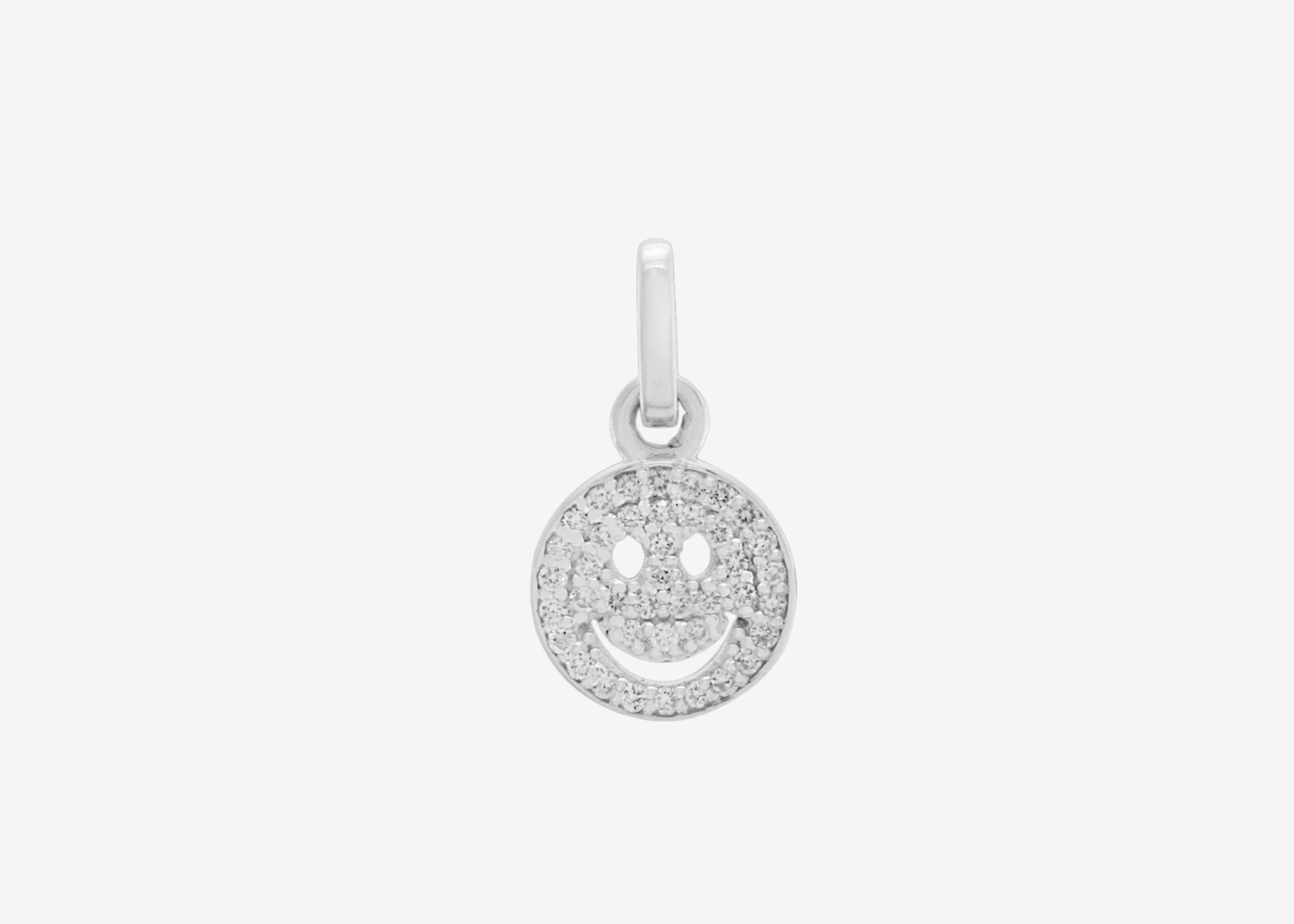 Şener Besim Smiley Face Charm in rhodium plating with lab-grown diamonds — Buildable Collection