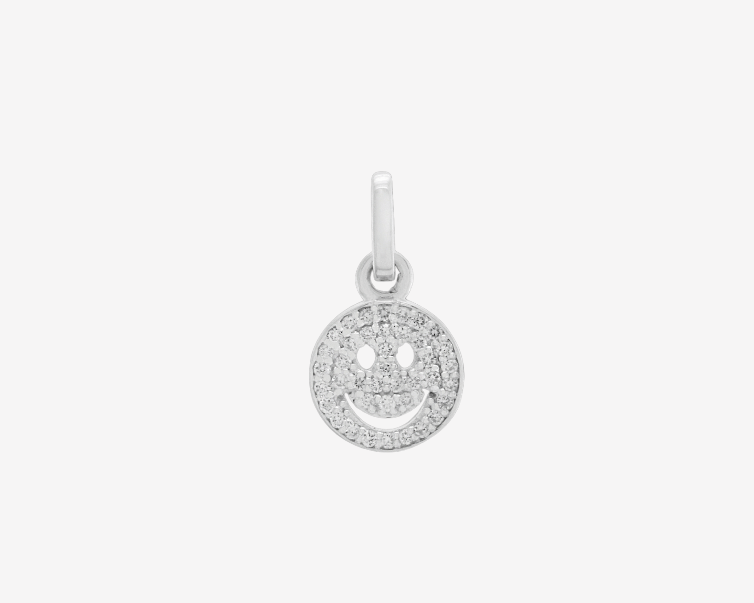 Şener Besim Smiley Face Charm in rhodium plating with lab-grown diamonds — Buildable Collection