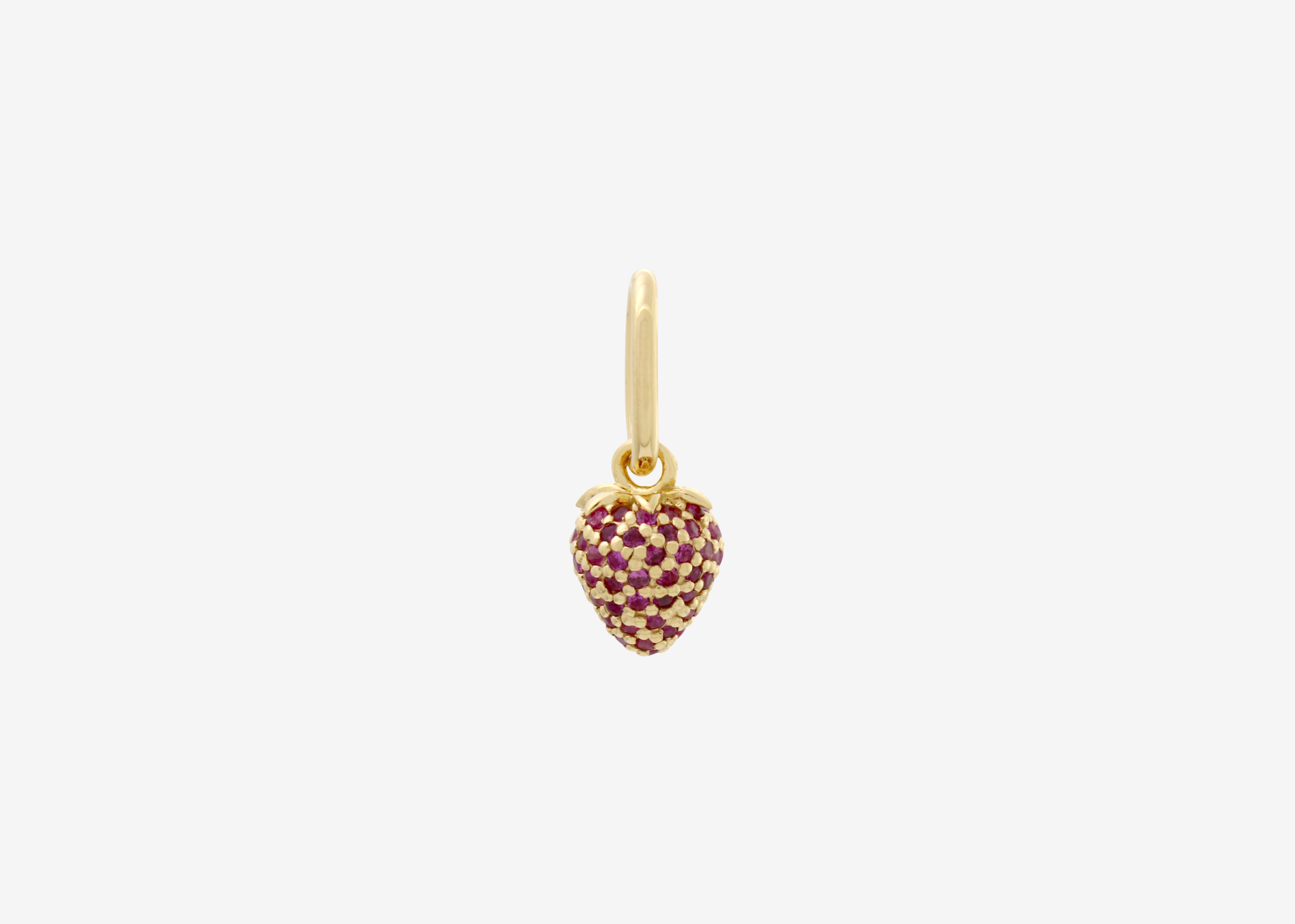 Şener Besim Strawberry Charm in 14ct gold plating with lab-grown ruby gemstones — Buildable Collection
