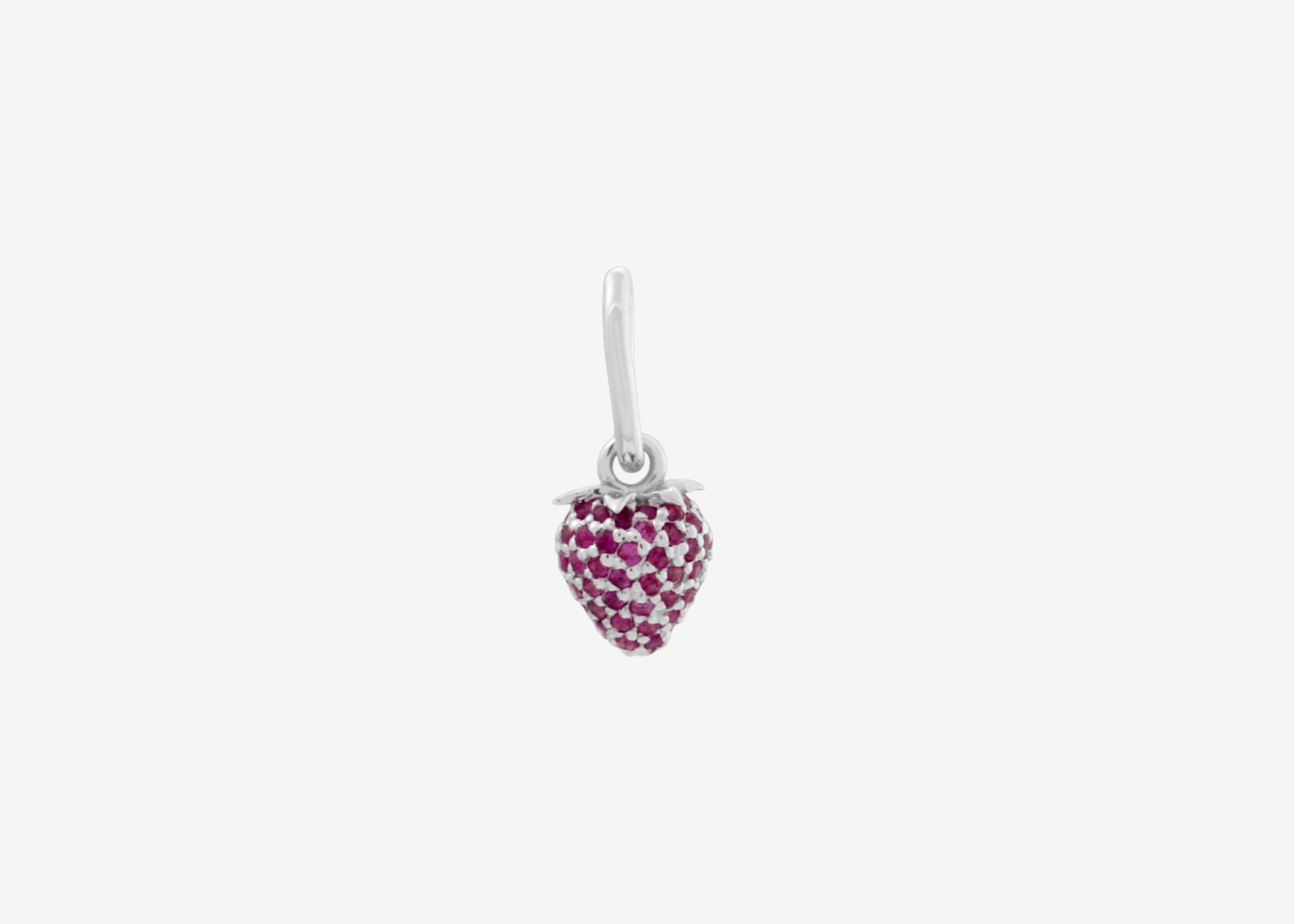 Şener Besim Strawberry Charm in rhodium plating with lab-grown ruby gemstones — Buildable Collection
