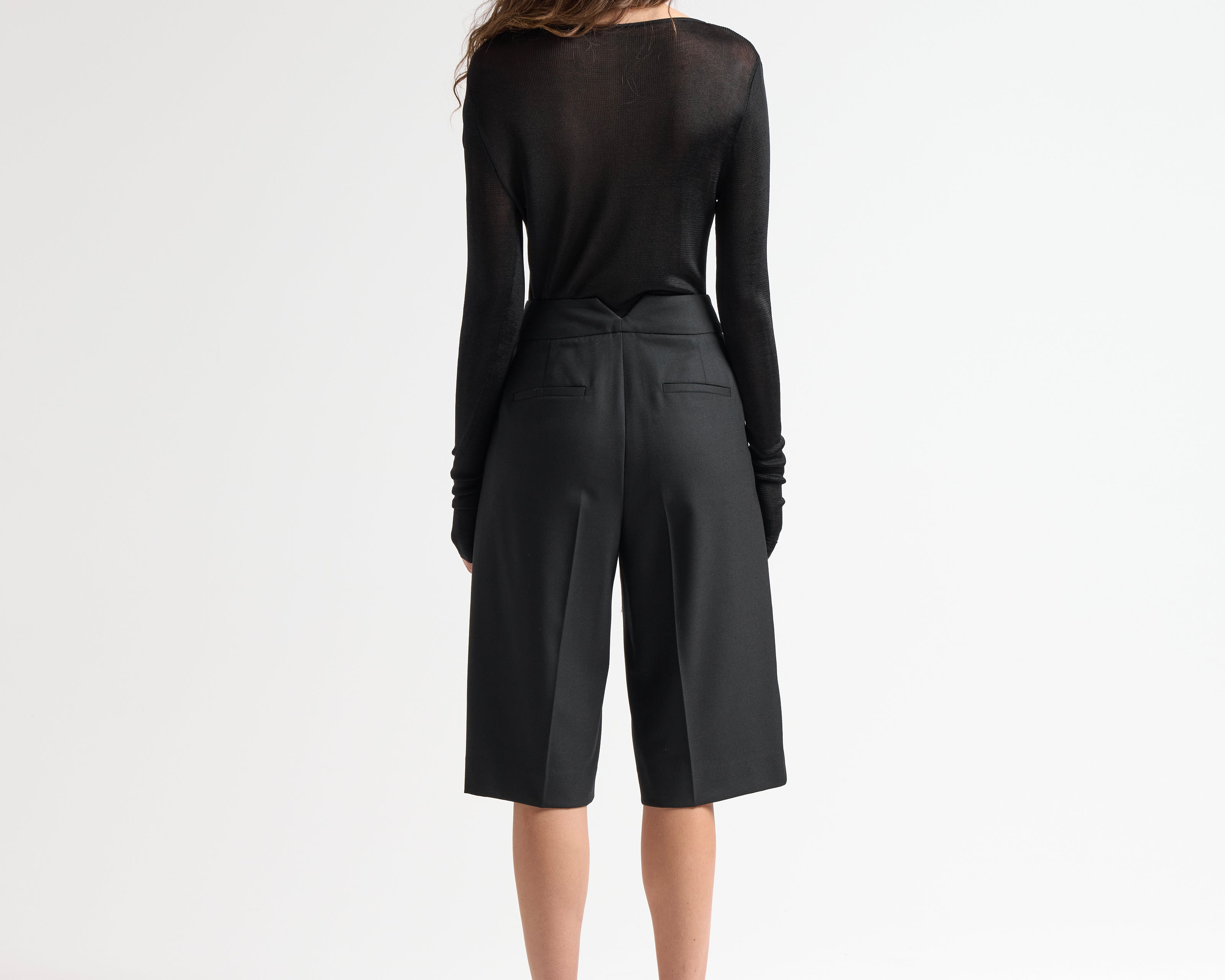 Tailored Shorts in Black - Back View