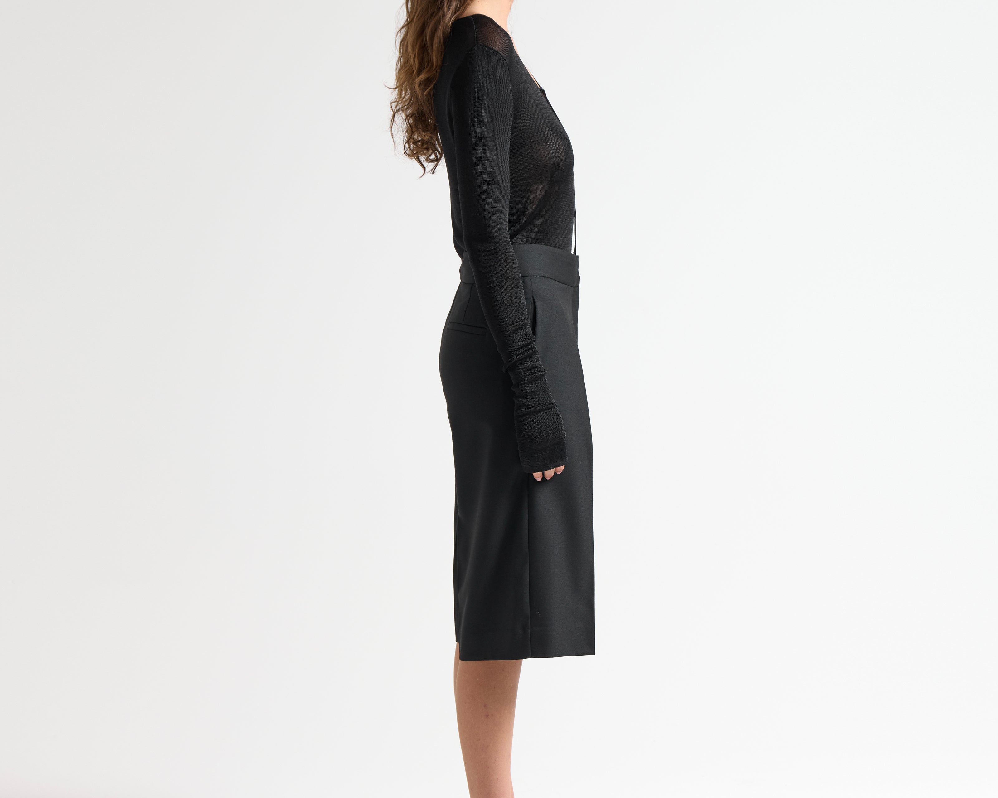 Tailored Shorts in Black - Side View