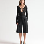 Tailored Shorts in Black - Front View