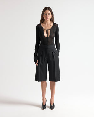 Tailored Shorts in Black - Front View